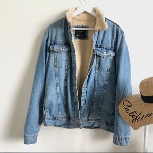zara denim sherpa jacket